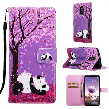 Cherry Blossom Panda Matte Leather Wallet Phone Case for LG Stylo 4