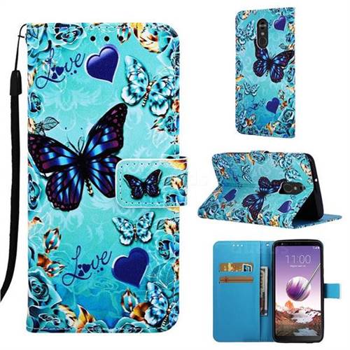 Love Butterfly Matte Leather Wallet Phone Case for LG Stylo 4
