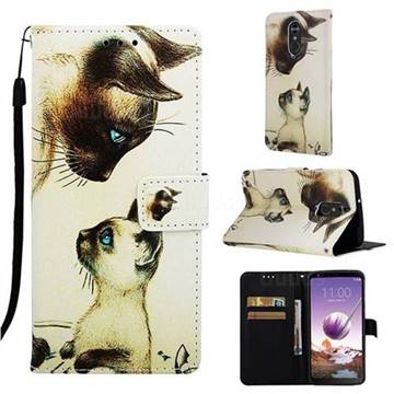 Cat Confrontation Matte Leather Wallet Phone Case for LG Stylo 4