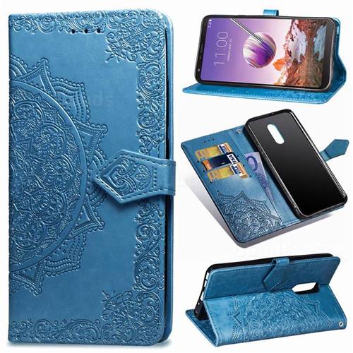 Embossing Imprint Mandala Flower Leather Wallet Case for LG Stylo 4 - Blue