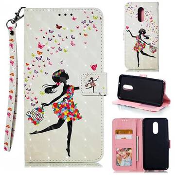 Flower Girl 3D Painted Leather Phone Wallet Case for LG Stylo 4