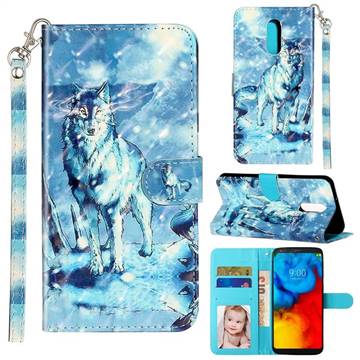 Snow Wolf 3D Leather Phone Holster Wallet Case for LG Stylo 4
