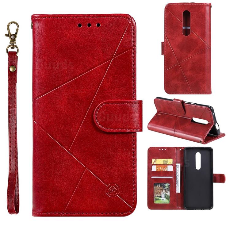 Embossing Geometric Leather Wallet Case for LG Stylo 4 - Red