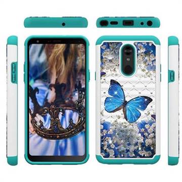 Flower Butterfly Studded Rhinestone Bling Diamond Shock Absorbing Hybrid Defender Rugged Phone Case Cover for LG Stylo 5