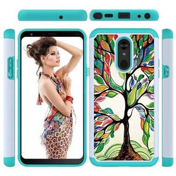 Multicolored Tree Shock Absorbing Hybrid Defender Rugged Phone Case Cover for LG Stylo 5