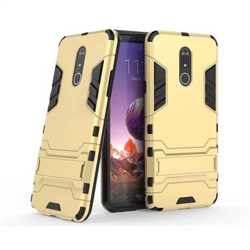 Armor Premium Tactical Grip Kickstand Shockproof Dual Layer Rugged Hard Cover for LG Stylo 5 - Golden