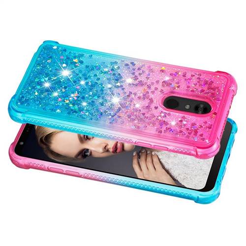 Rainbow Gradient Liquid Glitter Quicksand Sequins Phone Case for iPhone 12  mini (5.4 inch) - Pink Blue