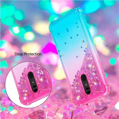 Rainbow Gradient Liquid Glitter Quicksand Sequins Phone Case for iPhone 12  mini (5.4 inch) - Pink Blue