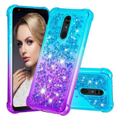 Rainbow Gradient Liquid Glitter Quicksand Sequins Phone Case for LG Stylo 5 - Blue Purple