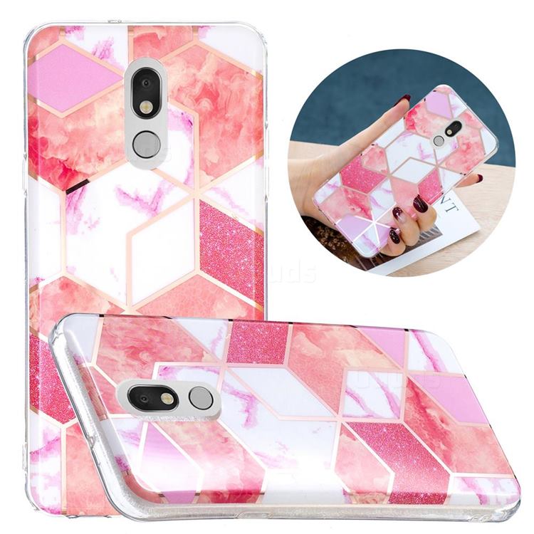Cherry Glitter Painted Marble Electroplating Protective Case for LG Stylo 5