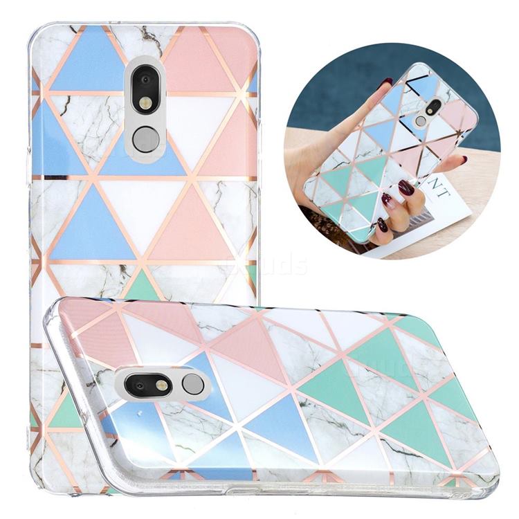 Fresh Triangle Painted Marble Electroplating Protective Case for LG Stylo 5