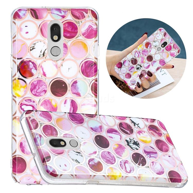 Round Puzzle Painted Marble Electroplating Protective Case for LG Stylo 5