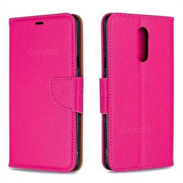 Classic Luxury Litchi Leather Phone Wallet Case for LG Stylo 5 - Rose