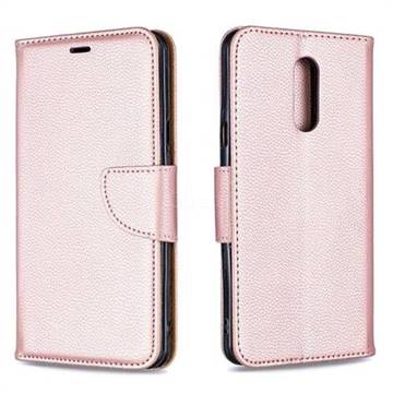 Classic Luxury Litchi Leather Phone Wallet Case for LG Stylo 5 - Golden