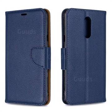 Classic Luxury Litchi Leather Phone Wallet Case for LG Stylo 5 - Blue