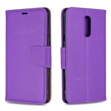 Classic Luxury Litchi Leather Phone Wallet Case for LG Stylo 5 - Purple