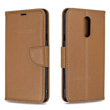 Classic Luxury Litchi Leather Phone Wallet Case for LG Stylo 5 - Brown