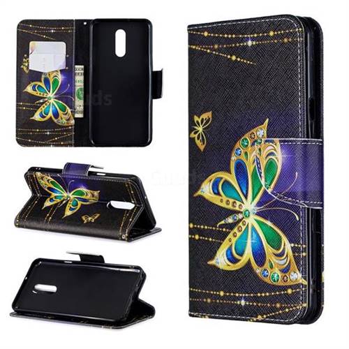 Golden Shining Butterfly Leather Wallet Case for LG Stylo 5