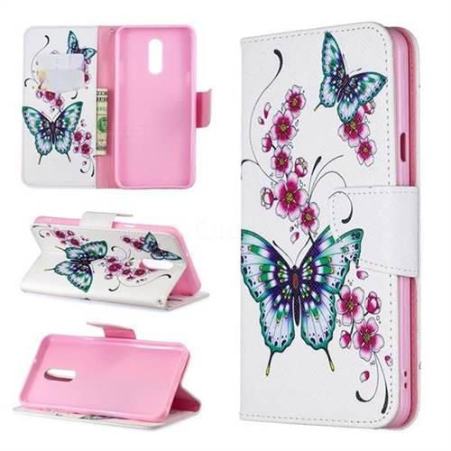 Peach Butterflies Leather Wallet Case for LG Stylo 5