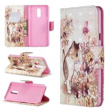 Flower Butterfly Cat 3D Painted Leather Wallet Phone Case for LG Stylo 5