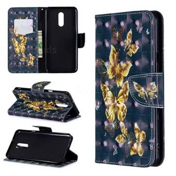 Silver Golden Butterfly 3D Painted Leather Wallet Phone Case for LG Stylo 5