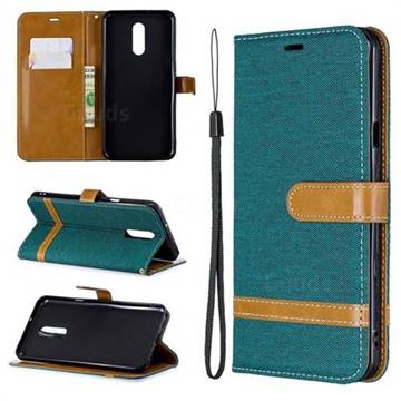 Jeans Cowboy Denim Leather Wallet Case for LG Stylo 5 - Green