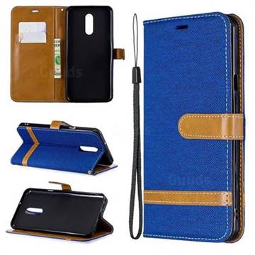 Jeans Cowboy Denim Leather Wallet Case for LG Stylo 5 - Sapphire