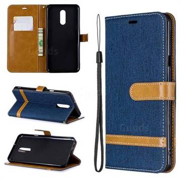 Jeans Cowboy Denim Leather Wallet Case for LG Stylo 5 - Dark Blue