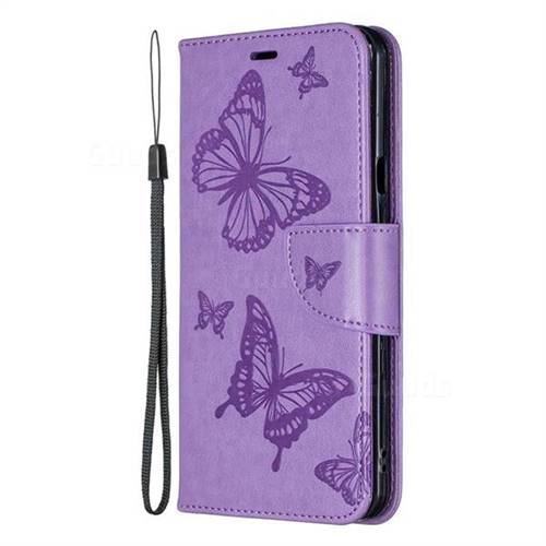 Embossing Double Butterfly Leather Wallet Case for LG Stylo 5 - Purple ...