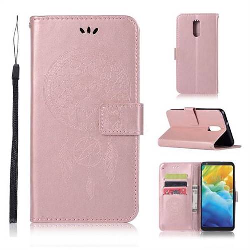 Intricate Embossing Owl Campanula Leather Wallet Case for LG Stylo 5 - Rose Gold