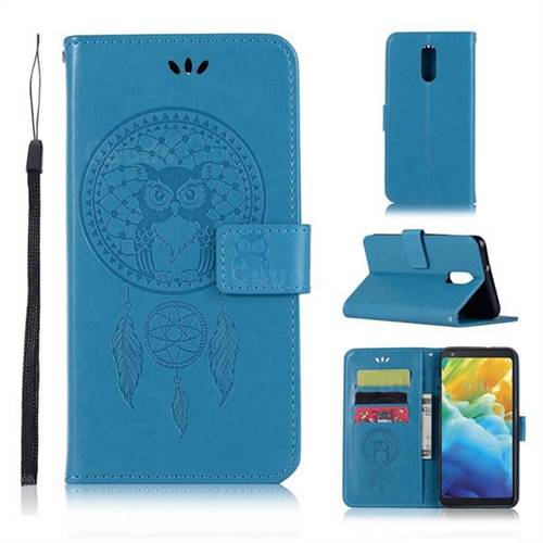 Intricate Embossing Owl Campanula Leather Wallet Case for LG Stylo 5 - Blue