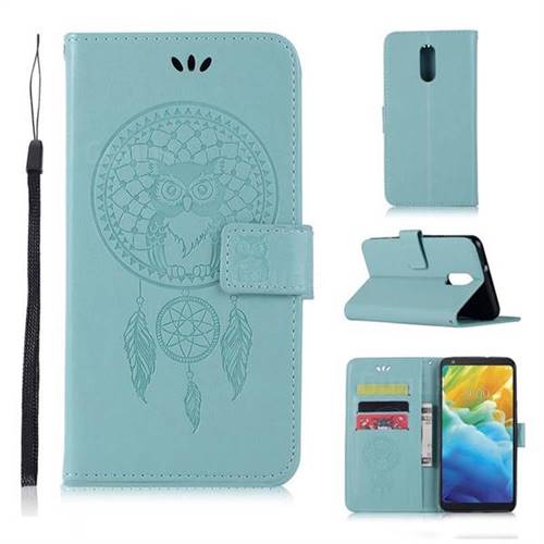 Intricate Embossing Owl Campanula Leather Wallet Case for LG Stylo 5 - Green