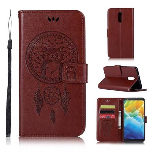 Intricate Embossing Owl Campanula Leather Wallet Case for LG Stylo 5 - Brown
