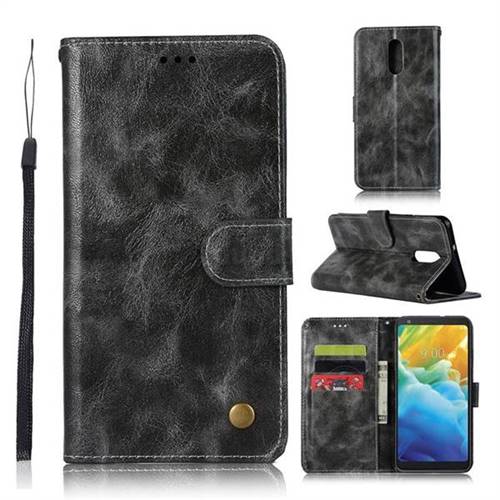 Luxury Retro Leather Wallet Case for LG Stylo 5 - Gray