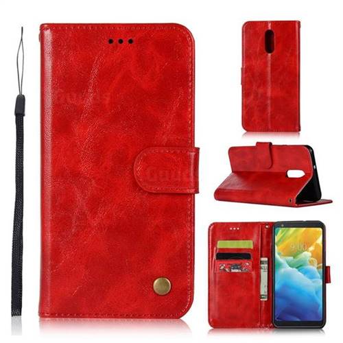 Luxury Retro Leather Wallet Case for LG Stylo 5 - Red