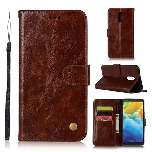 Luxury Retro Leather Wallet Case for LG Stylo 5 - Brown