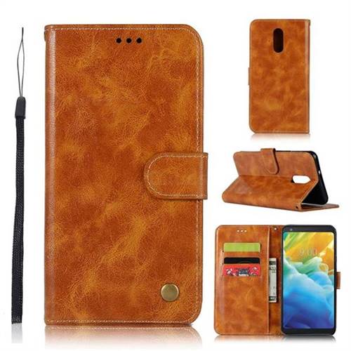 Luxury Retro Leather Wallet Case for LG Stylo 5 - Golden