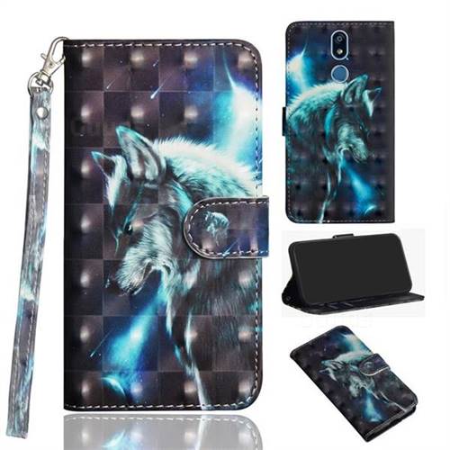 Snow Wolf 3D Painted Leather Wallet Case for LG Stylo 5
