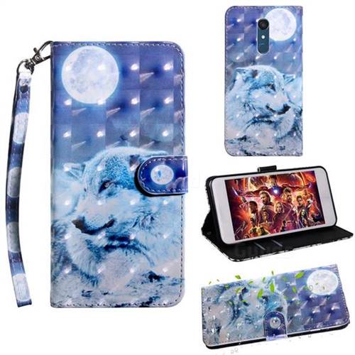 Moon Wolf 3D Painted Leather Wallet Case for LG Stylo 5