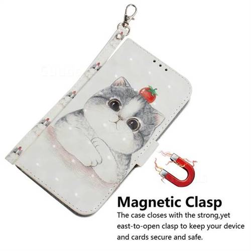 Cute Tomato Cat 3D Painted Leather Wallet Phone Case for LG Stylo 5