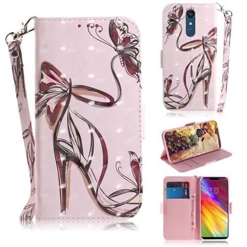 Butterfly High Heels 3D Painted Leather Wallet Phone Case for LG Stylo 5