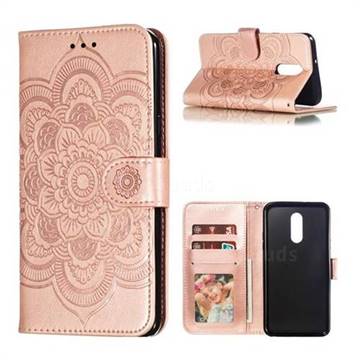 Intricate Embossing Datura Solar Leather Wallet Case for LG Stylo 5 - Rose Gold