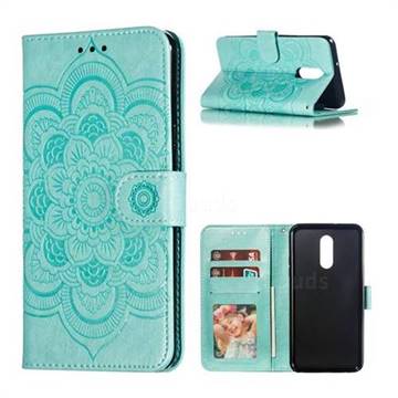Intricate Embossing Datura Solar Leather Wallet Case for LG Stylo 5 - Green