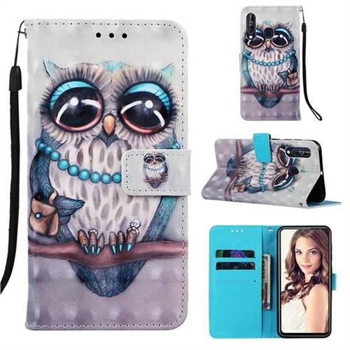 Sweet Gray Owl 3D Painted Leather Wallet Case for LG Stylo 5