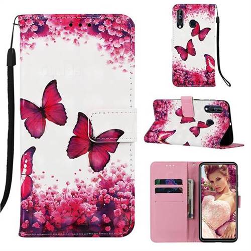 Rose Butterfly 3D Painted Leather Wallet Case for LG Stylo 5
