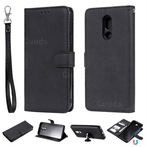 Retro Greek Detachable Magnetic PU Leather Wallet Phone Case for LG Stylo 5 - Black