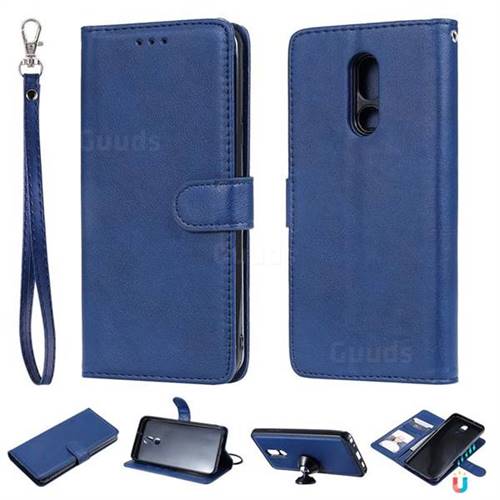 Retro Greek Detachable Magnetic PU Leather Wallet Phone Case for LG Stylo 5 - Blue