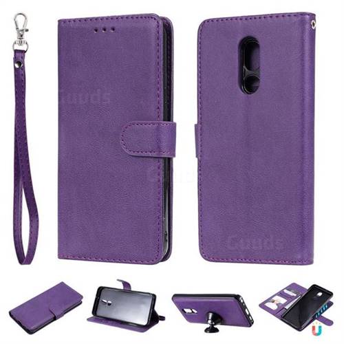Retro Greek Detachable Magnetic PU Leather Wallet Phone Case for LG Stylo 5 - Purple