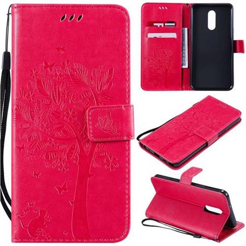 Embossing Butterfly Tree Leather Wallet Case for LG Stylo 5 - Rose