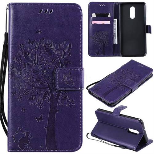 Embossing Butterfly Tree Leather Wallet Case for LG Stylo 5 - Purple